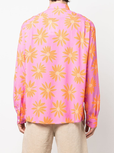 Shop Jacquemus Floral-print Long-sleeved Shirt In Rosa