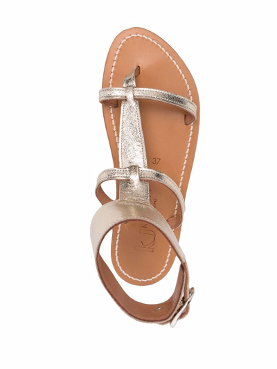 Shop Kjacques Caravelle Leather Sandals In Gold