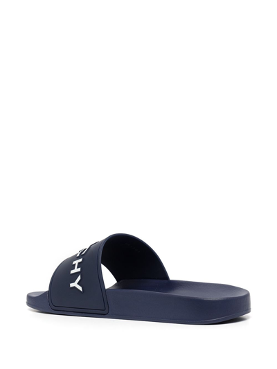Shop Givenchy Logo Slide Sandals In Blue