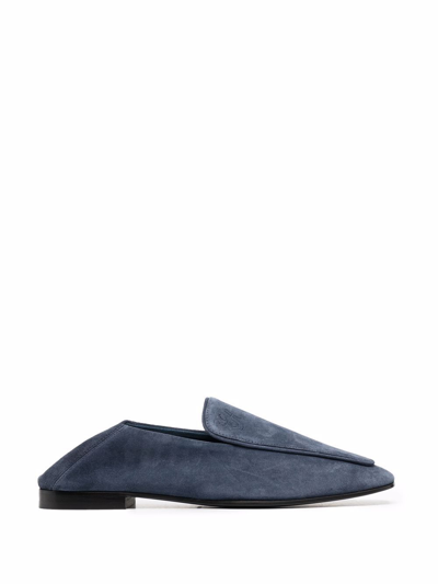 Shop Emporio Armani Leather Loafers In Blue