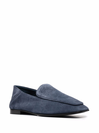 Shop Emporio Armani Leather Loafers In Blue