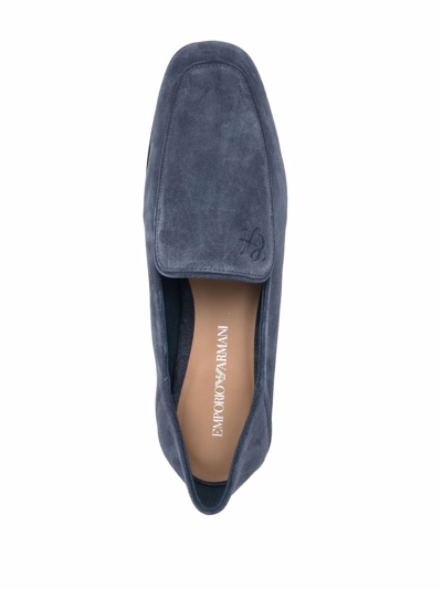 Shop Emporio Armani Leather Loafers In Blue