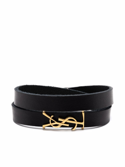 Shop Saint Laurent Opyum Leather Bracelet