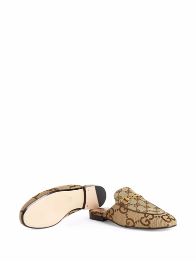 Shop Gucci Princetown Jumbo Gg Slippers In Beige