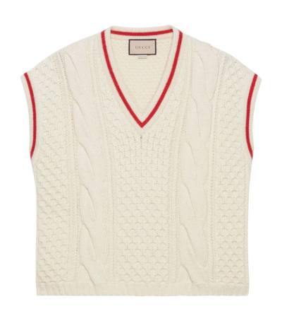 Shop Gucci Wool V Neck Sweater In White