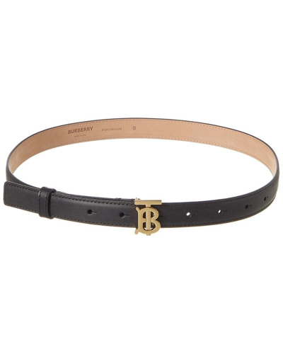 Shop Burberry Ladies Black / Light Gold Monogram Buckled Belt, Size Small In Black,gold Tone,yellow