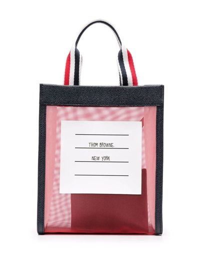 Shop Thom Browne Small Rwb-handles Tote Bag In Black