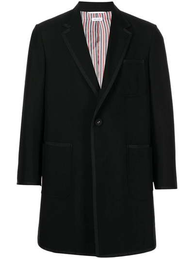 Shop Thom Browne Single-breasted Wool Coat In Black