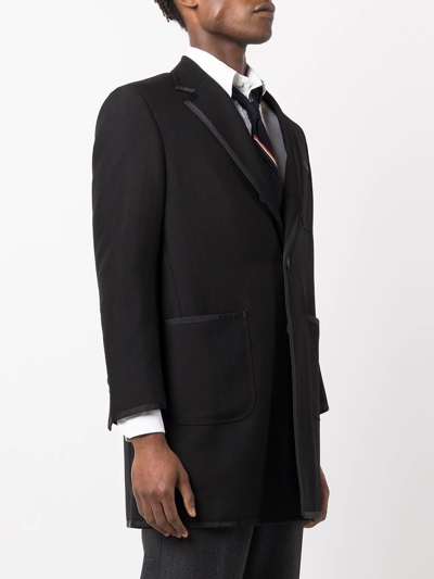 Shop Thom Browne Single-breasted Wool Coat In Black