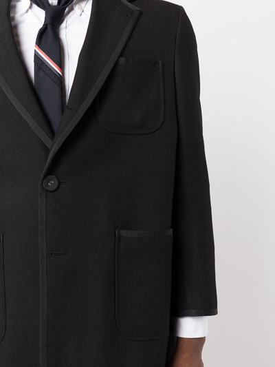 Shop Thom Browne Single-breasted Wool Coat In Black