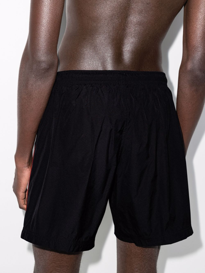Alexander Mcqueen Black Jersey Bermuda Shorts With Side Logo In Schwarz