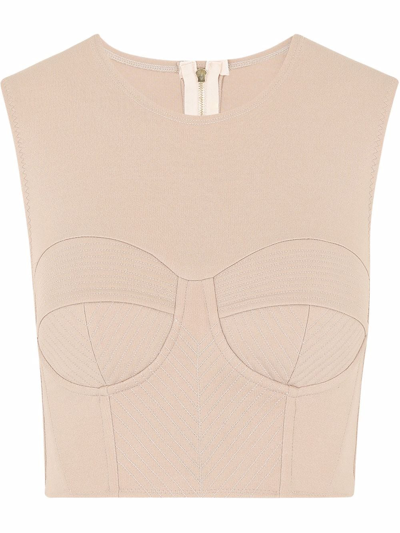 Dolce & Gabbana Cropped-corset Vest In Nude
