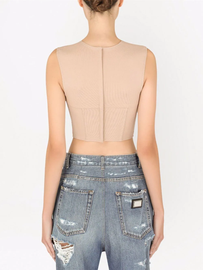 Dolce & Gabbana Cropped-corset Vest In Nude