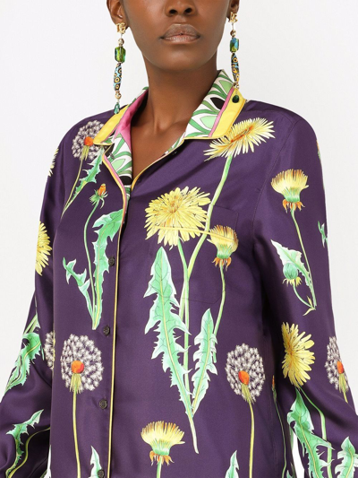 Shop Dolce & Gabbana Floral-print Silk Shirt In Violett