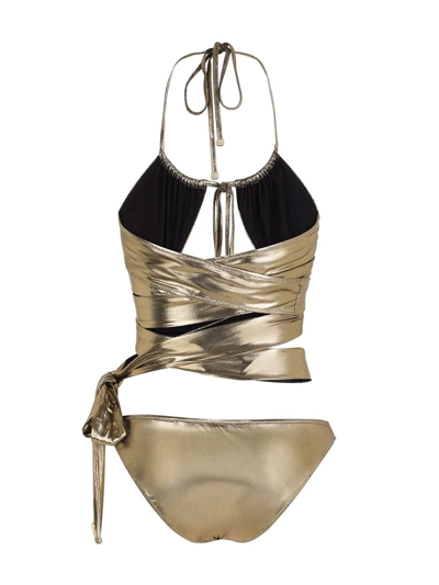 Shop Dolce & Gabbana Metallic Cross-over Straps Swimsuit In Metallisch