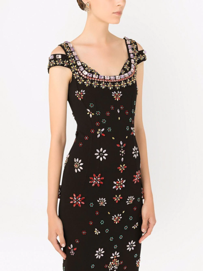 Shop Dolce & Gabbana Embellished Midi Dress In Schwarz