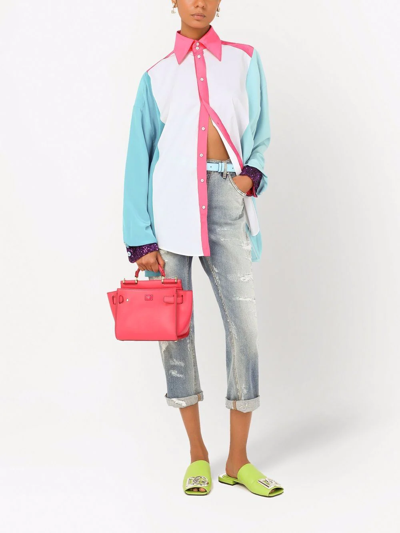 Shop Dolce & Gabbana Colour-block Longline Shirt In Weiss