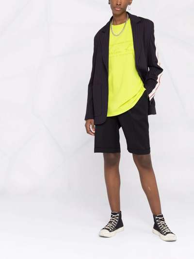 Palm Angels Blue Pinstriped Single Breasted Blazer With Side Stripe Detail In Blau