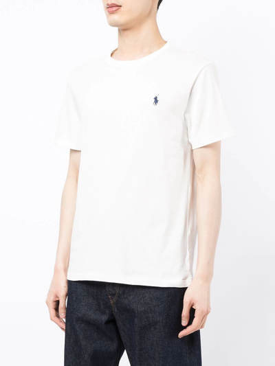 Shop Polo Ralph Lauren Embroidered-logo Cotton T-shirt In White
