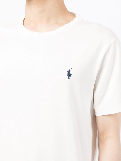Shop Polo Ralph Lauren Embroidered-logo Cotton T-shirt In White