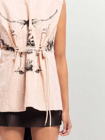 Prada Printed Slub Canvas Top In Rosa