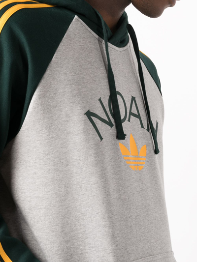 Shop Adidas Originals X Noah Three-stripe Hoodie In Green