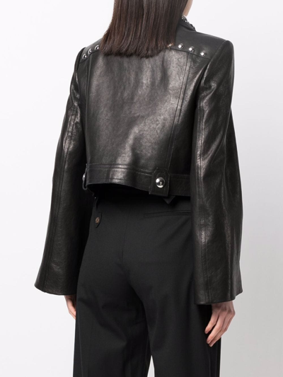 Khaite Lyle Cropped Studded Leather Jacket In Black | ModeSens