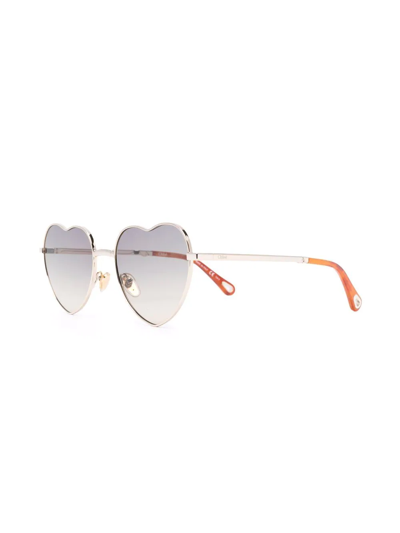 Shop Chloé Milane Heart-frame Sunglasses In Gold
