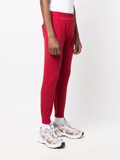 Shop Antonella Rizza Straight-leg Knitted Track Pants In Rot