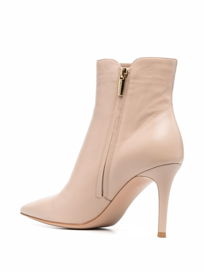 Shop Gianvito Rossi Levy 85mm Pointed Toe Ankle Boots In Nude