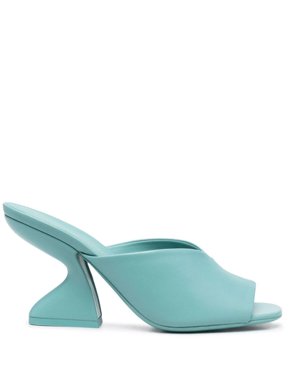 Shop Ferragamo F-heel Leather Sandals In Blau