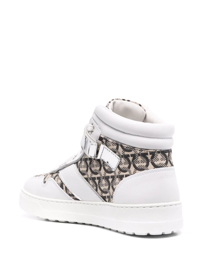 Ferragamo High Top Gancini Sneaker In Weiss