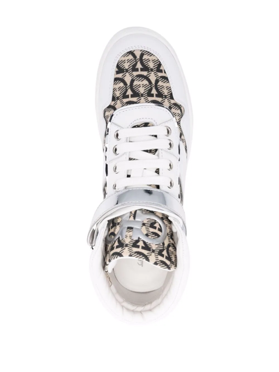Ferragamo High Top Gancini Sneaker In Weiss