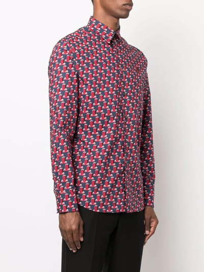 Shop Lanvin Jl Monogram-print Shirt In Blau