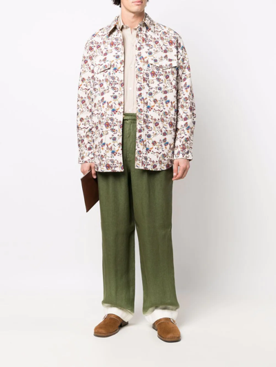 Nick Fouquet Uggero Tie-dye Straight-leg Trousers In Green