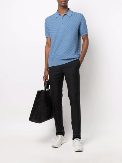 Brioni Men's Basket Stitch Cashmere-blend Polo Shirt In Light Blue |  ModeSens