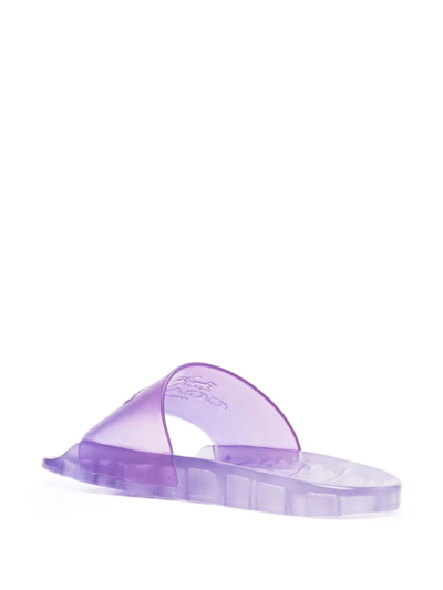 Shop Coach Embossed-logo Flat Slides In Violett
