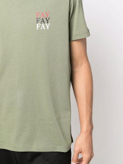 Shop Fay Logo-print T-shirt In Grün