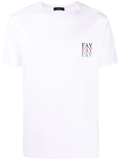 Shop Fay Logo-print T-shirt In Weiss