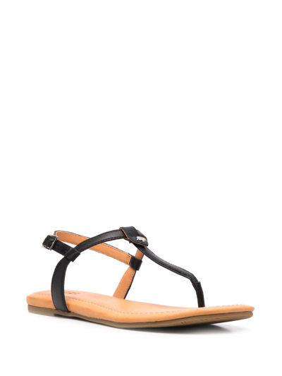 Ugg Madeena T-strap Sandal In Black Leather | ModeSens