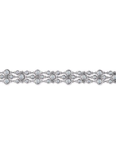 Pragnell 18kt White Gold Bubble Diamond Three-row Bracelet In Silver