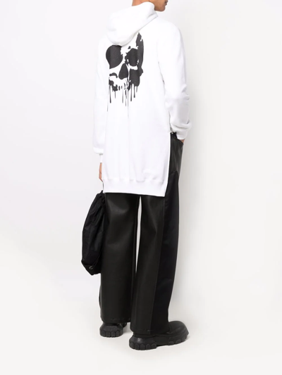 Comme Des Garçons Homme Deux Asymmetric-hem Hoodie In Weiss