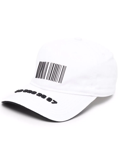 Shop Vtmnts Barcode-print Baseball Cap In Weiss