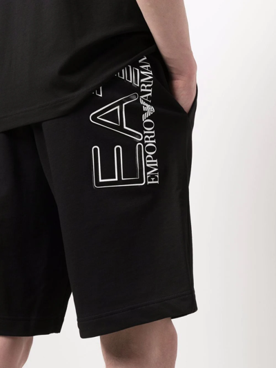 Shop Ea7 Oversized Logo-print Track Shorts In Schwarz