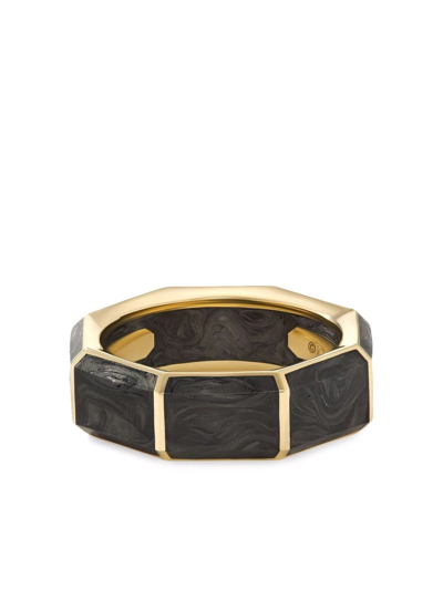 Shop David Yurman 18kt Gold 8mm Faceted Forged Carbon Band Ring In M88bfg