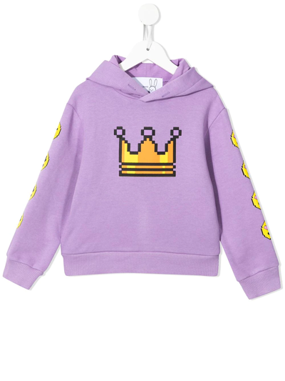 Shop Natasha Zinko Pixel Crown Print Hoodie In Purple