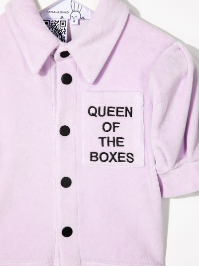 Shop Natasha Zinko Queen Of The Boxes Velour Shirt In Purple