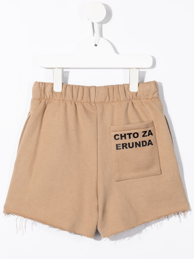 Shop Natasha Zinko Pixel Smiley Shorts In Brown