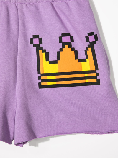 Shop Natasha Zinko Pixel Crown Shorts In Purple