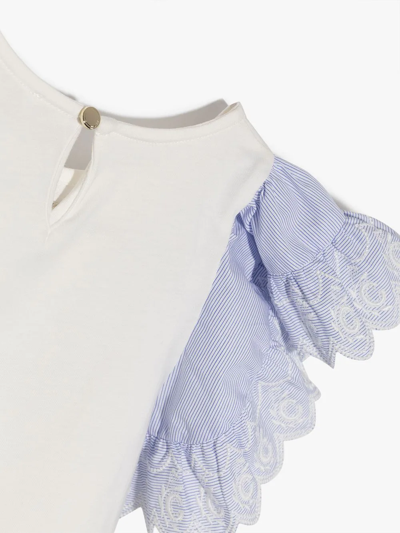 Shop Chloé Ruffle-trim Logo-embroidered T-shirt In White